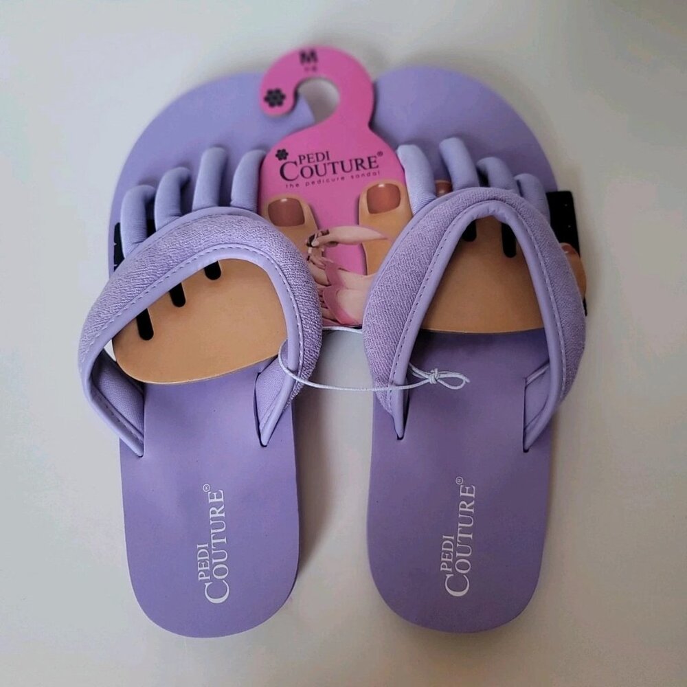 Pedi Couture Toe Separator Sandals Pedicure/Yoga Sandal Size M 7-8, Purple